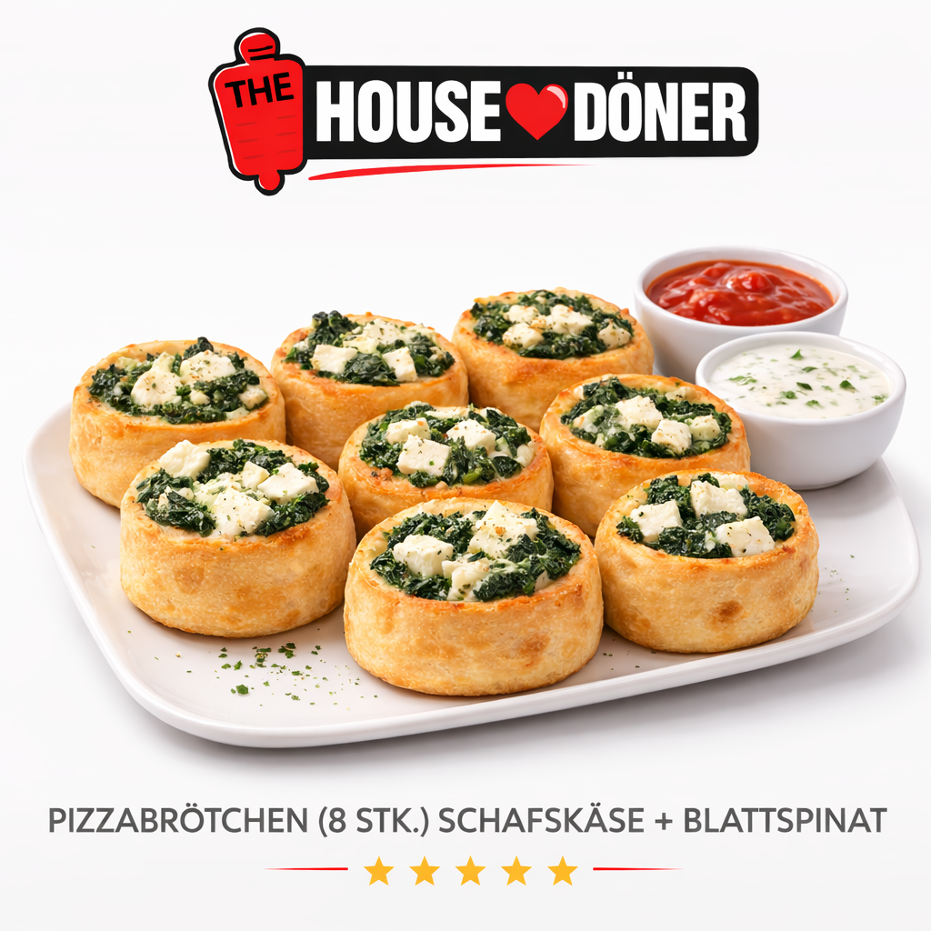 Pizzabrötchen (8 Stk.) mit Schafskäse und Blattspinat