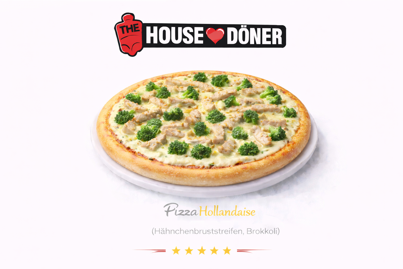 Pizza Hollandaise (Hähnchenbruststreifen, Brokkoli)